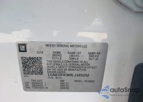 2020 Chevrolet Traverse Ls from USA, damaged, VIN 1GNERFKW8LJ165252